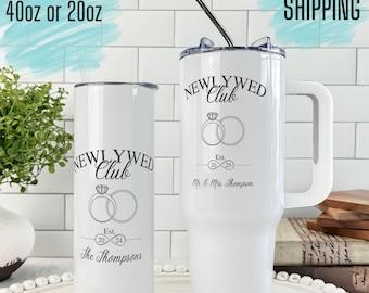 Personalized Wedding Tumbler: Newlywed Bride & Groom Gift, Insulated Stainless Steel 017T