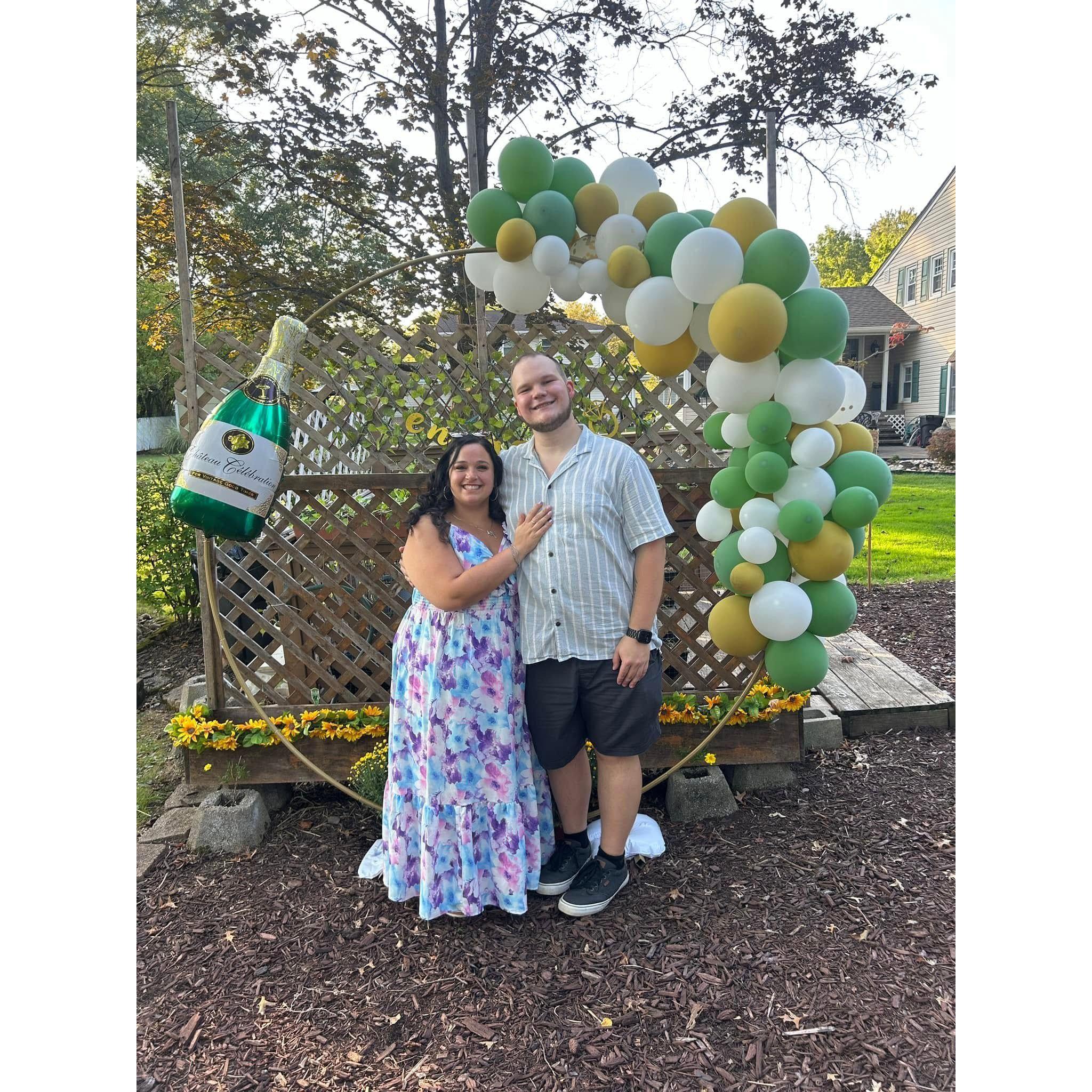 At our engagement party with all of our loved ones