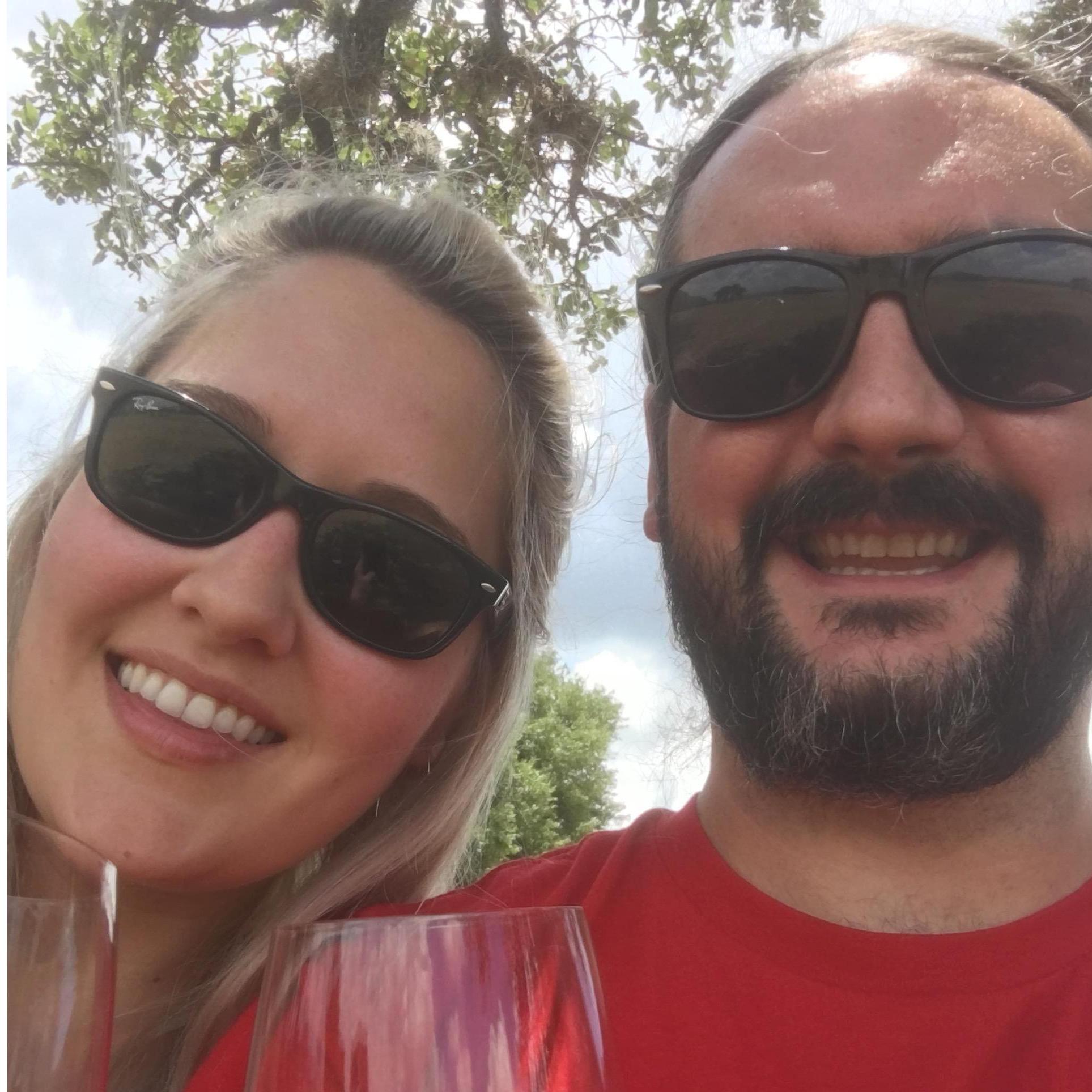 Laura and Taylor at Pedernales Vineyards for Taylors birthday, June 2018