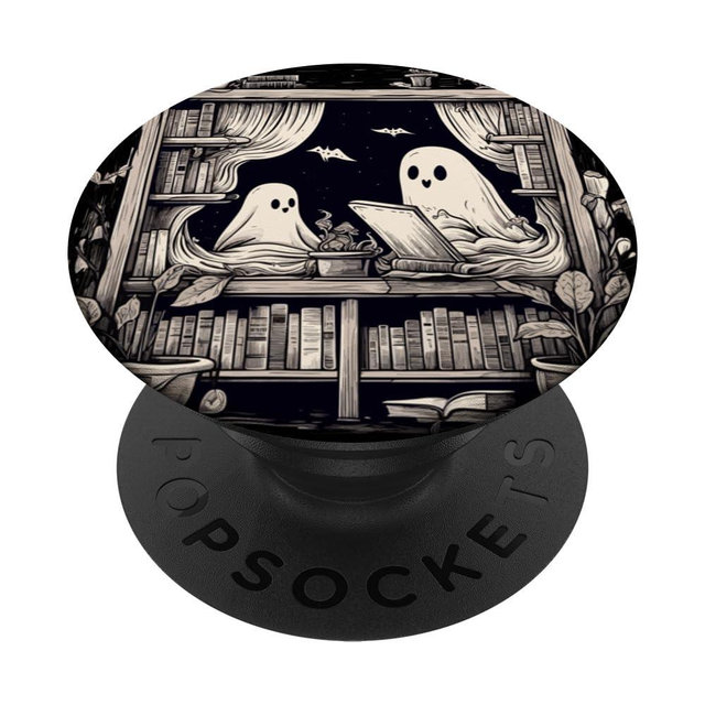 Spooky Ghosts Reading Books Library Bookworm Retro Bookish PopSockets Adhesive PopGrip