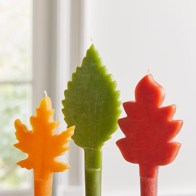 Harvest Leaf-Shaped Candles, Set of 3