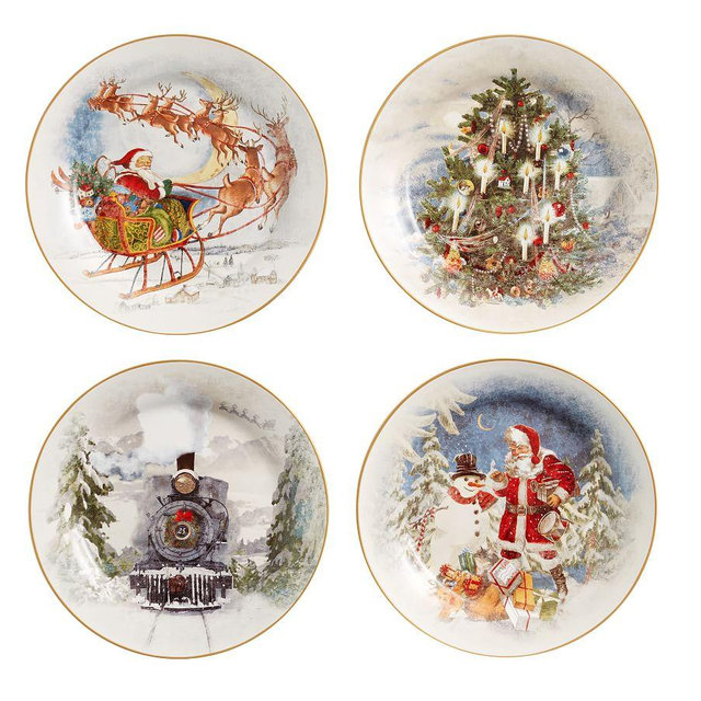Nostalgic Christmas Stoneware Dinner Plates, Set of 4 - Assorted