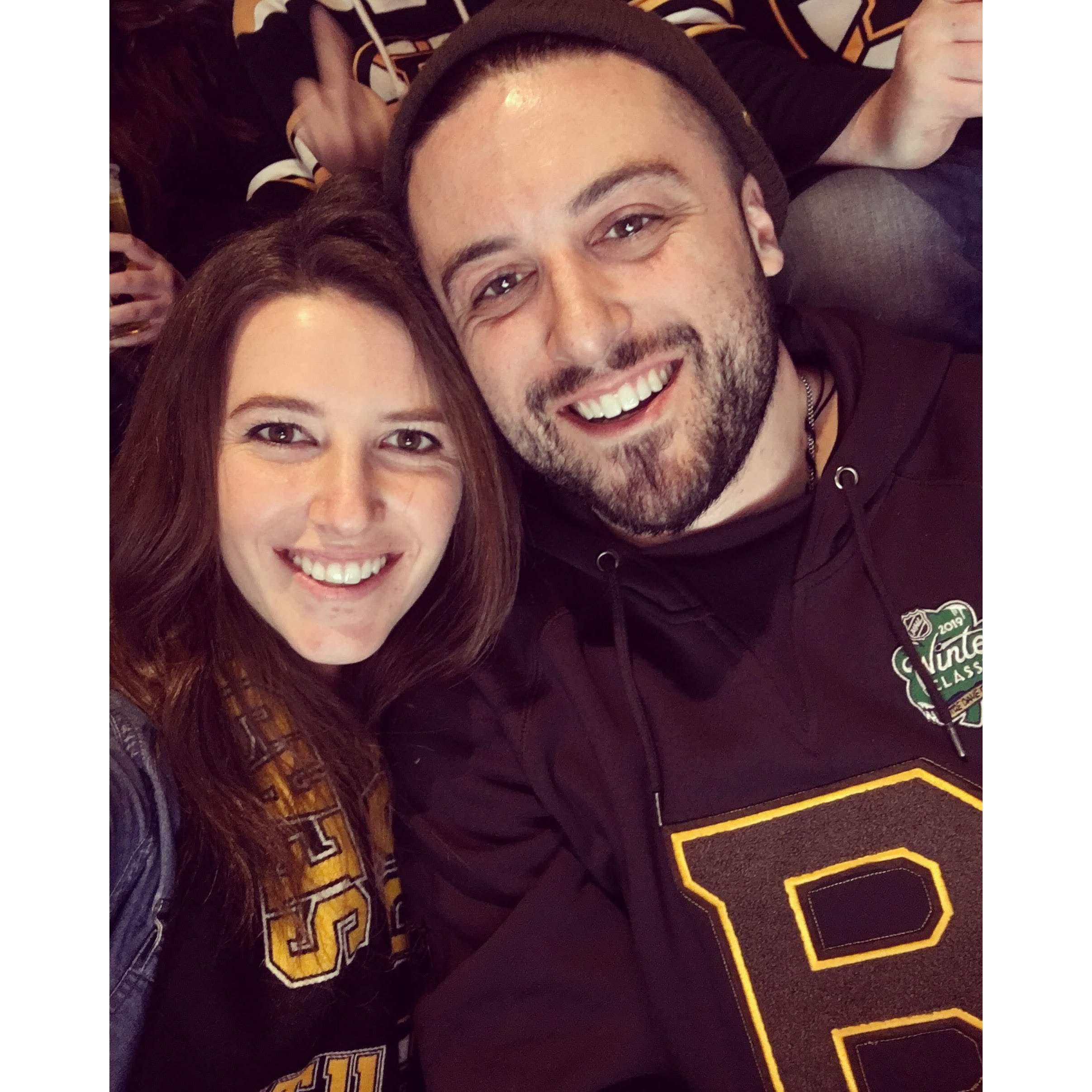 Our very first picture together at the Bruins game 