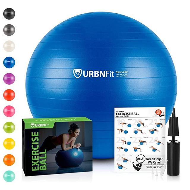 URBNFit Exercise Ball (Multiple Sizes) for Fitness, Stability, Balance & Yoga - Workout Guide & Quick Pump Included - Anti Burst Professional Quality Design