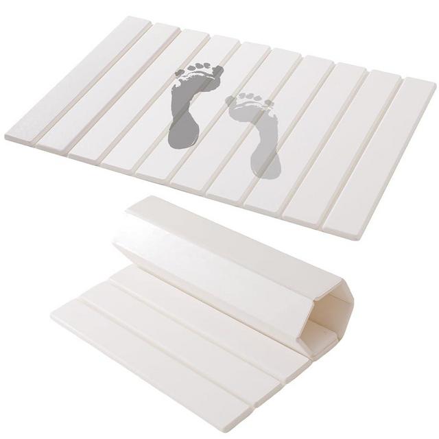 SGQQ Diatomaceous Foldable Stone Bath Mat - Rollyable, Bathroom and Kitchen Stone Mat Quick Drying,Non Slip and Absorbent. (23.2'*15.3') White