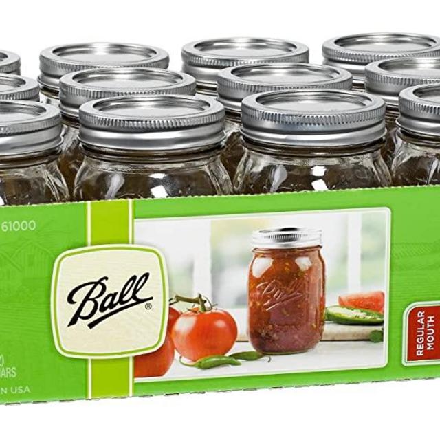 Ball Pint Mason Jars, 16 oz, Set of 12