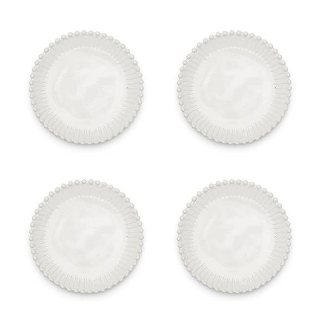 Two's Company Heirloom Set of 4 Pearl Edge Dessert Plates