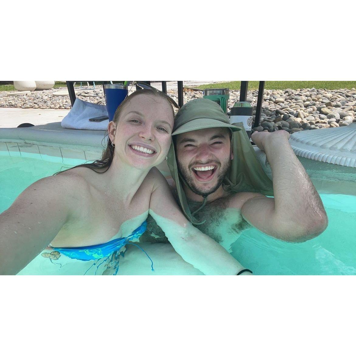 My birthday celebration in Palms Springs isn't complete without Chase, a pool, and dehydration!