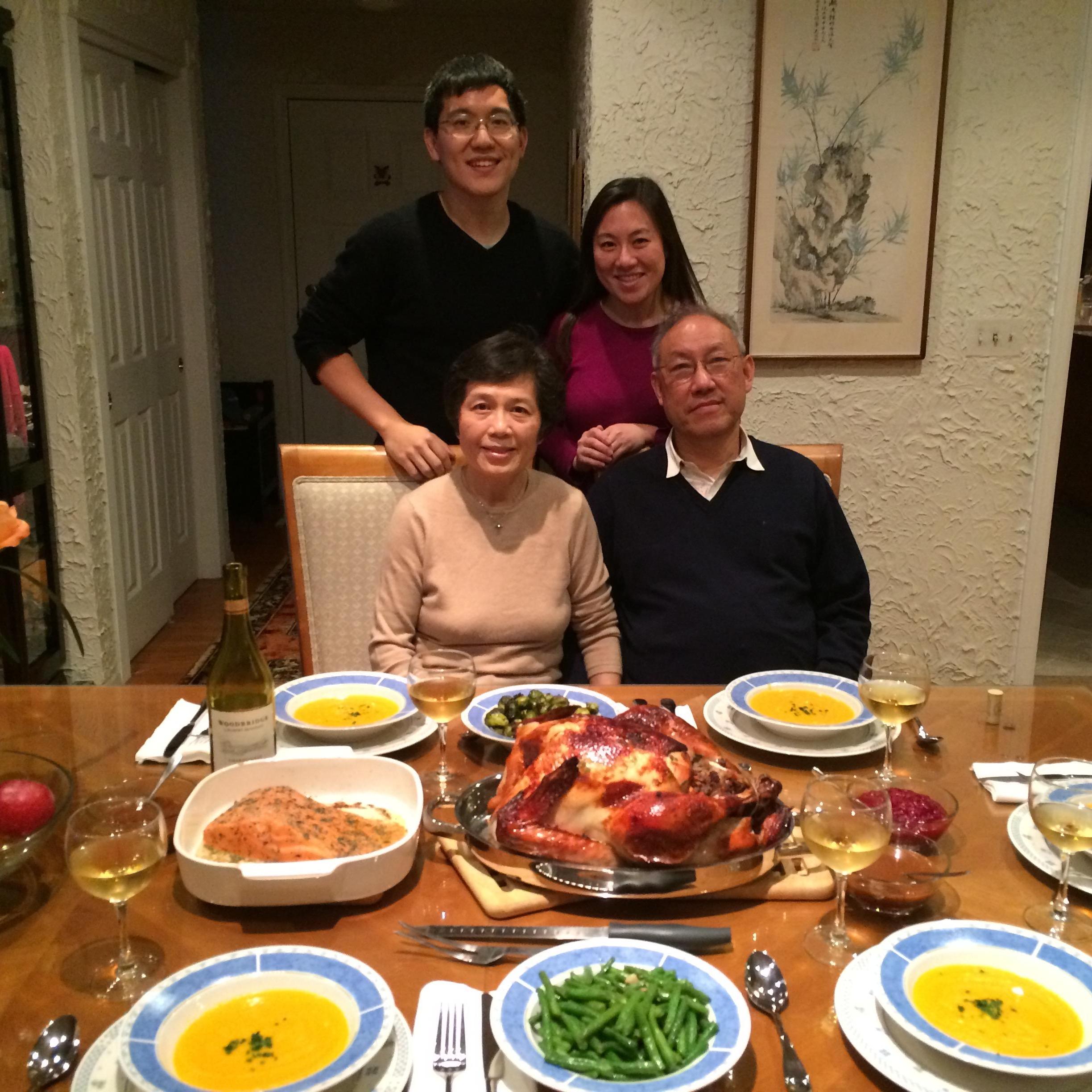 Thanksgiving feast with the Chao family! John cooked the turkey and it was delicious.
