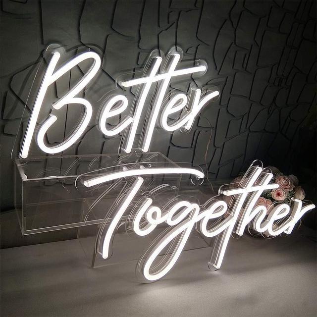 DIVATLA Better Together Neon Sign for Wall, Bedroom, Home,Decor, Warm White Neon Sign for Bridal Shower, Party,Weeding Decoration, 24x10+179 inches (Power Adapter Included)