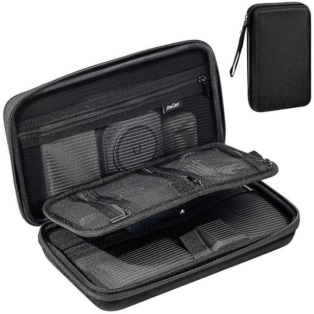 ProCase Large Hard Travel Electronic Organizer Case for MacBook Power Adapter Chargers Cables Tech Organizer Hard Drive USB Flash Disk SD Card Portable Electronics Accessories Bag -Black