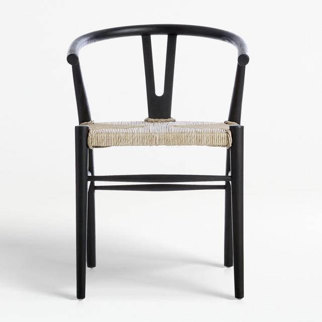 Crescent Black Rush Seat Dining Chair