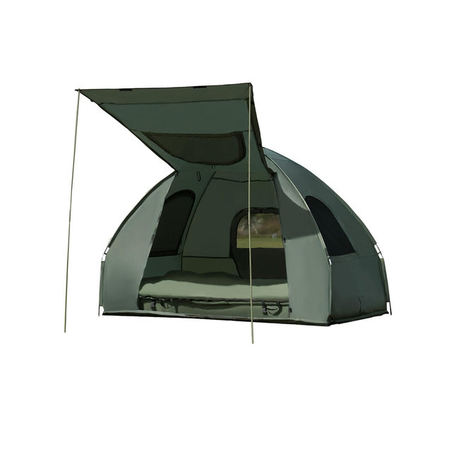 Tangkula Folding 2-Person Camping Tent Cot Portable Pop-Up Tent with Sleeping Bag&Air Mattress for Outdoor Activity