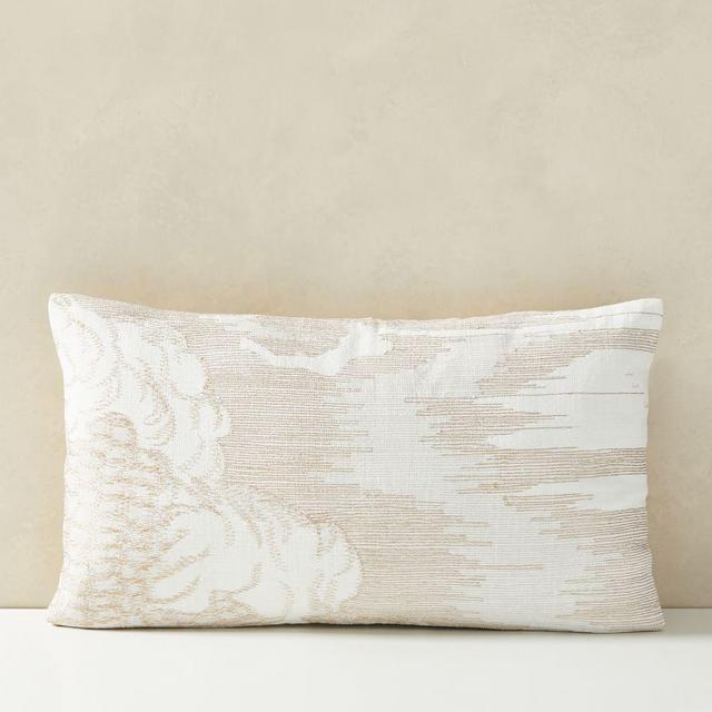 Embroidered Etched Clouds Pillow Cover, 12"x21", Belgian Flax