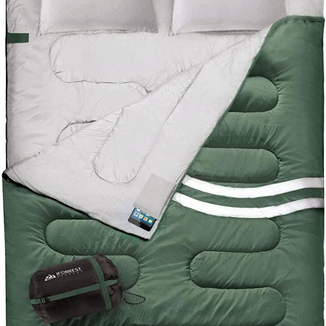 IFORREST Double Sleeping Bag for Adults - 2 Person Cold Weather Camping Bed (3-4 Seasons), Extra-Wide & Warm, King Size XL with 2 Pillows