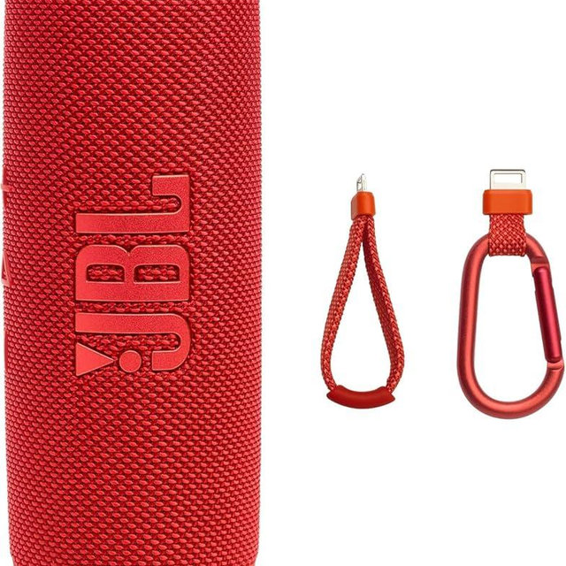 JBL Flip 7 - Portable Waterproof and Drop-Proof Speaker with AI Sound Boost, 16Hrs of Playtime, and PushLock System with Interchangeable Accessories (Red) (Renewed)