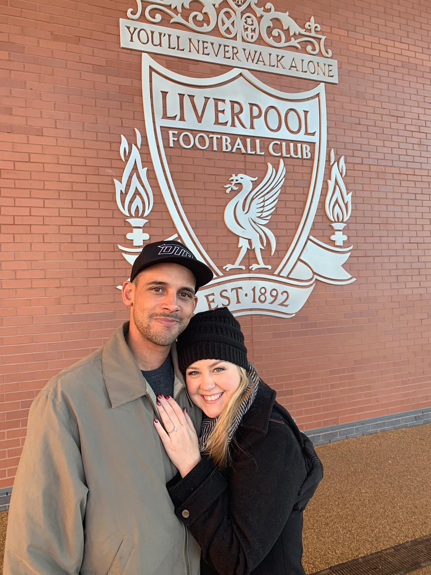 Visiting Anfield! The home of the Liverpool Football Club after we attended our first game together the night before!