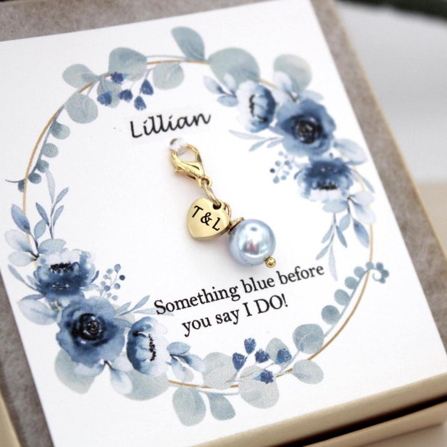 something blue wedding gift, something blue bouquet clip with pearl, something blue bride gift, keepsake something blue gift for bride