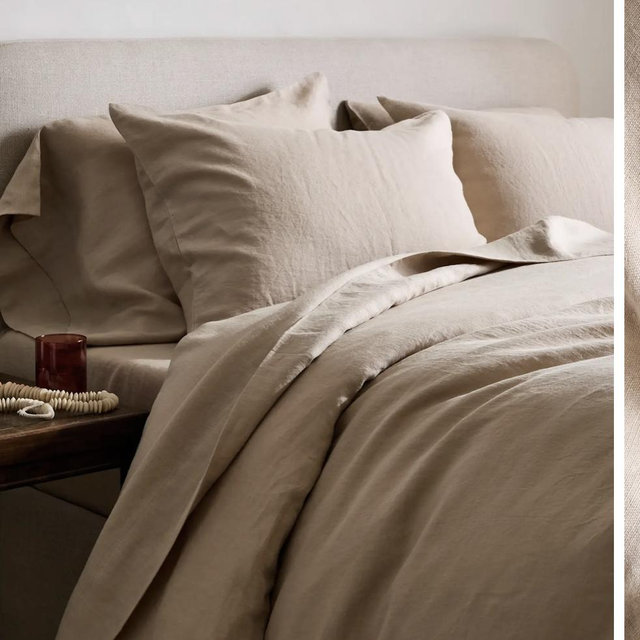 European Linen Duvet Cover Set - King/Cal King - Toffee