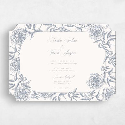 Grey Ticket Wedding Invitation - Pivoine Landscape