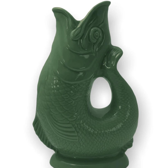 Wade Ceramics Extra Large 11" Gluggle Jug Fish Pitcher | Dark Green