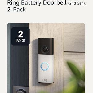 Ring Battery Doorbell (newest model), Retinal 2K with wide-angle video, up to 6x Enhanced Zoom, Two-Way Talk, and Built-In Battery, 2-pack Speckled White