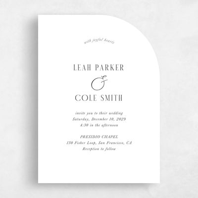 White Half arch Wedding Invitation - Glen Portrait