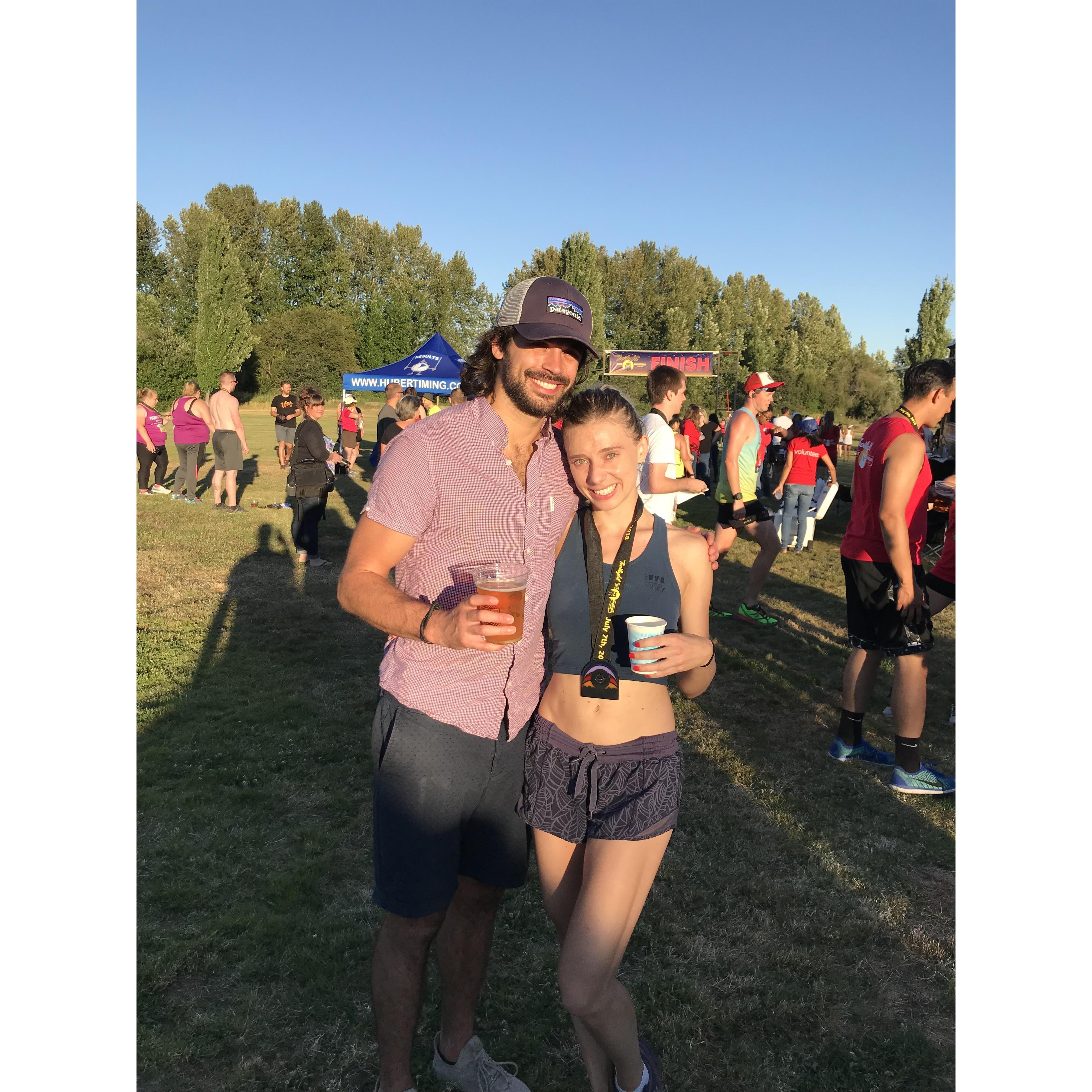 Finishing the half marathon is much easier when you are running back to a handsome man.