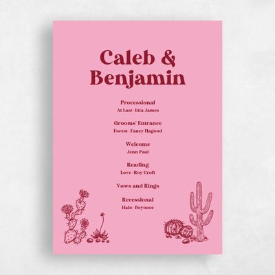 Flamingo, Pink Wedding Program - Avondale