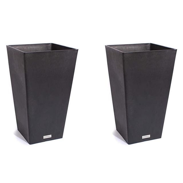 Veradek V-Resin Indoor/Outdoor Taper Planter, 2-Pack