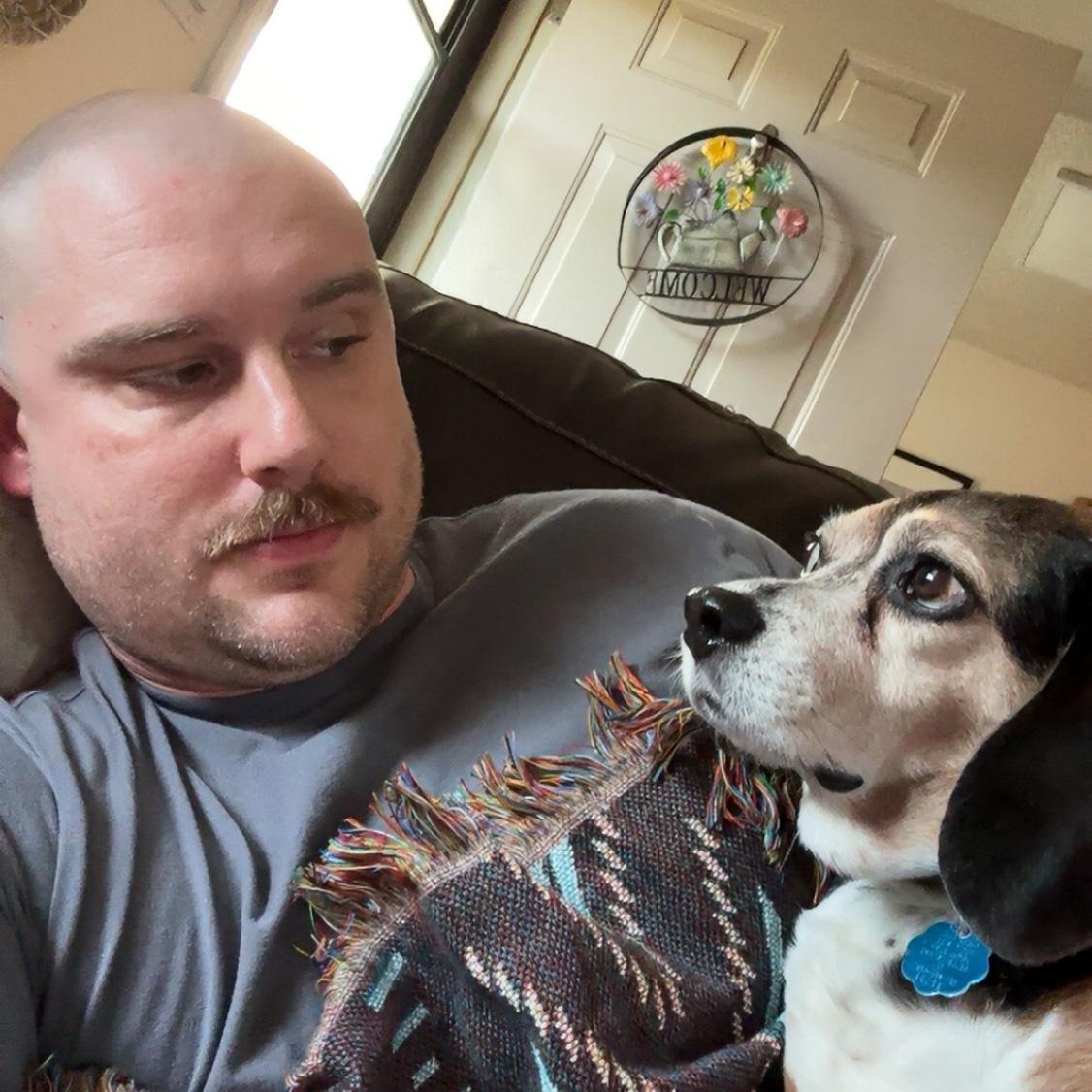 Fur baby and His Dads loving stares.
