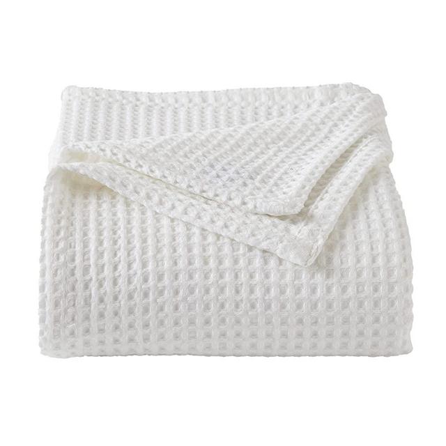 100% Cotton Waffle Weave Bed Blanket | Soft, Breathable, and Lightweight Blanket for All-Season | Perfect for Layering | Brielle Collection (Full / Queen, White)
