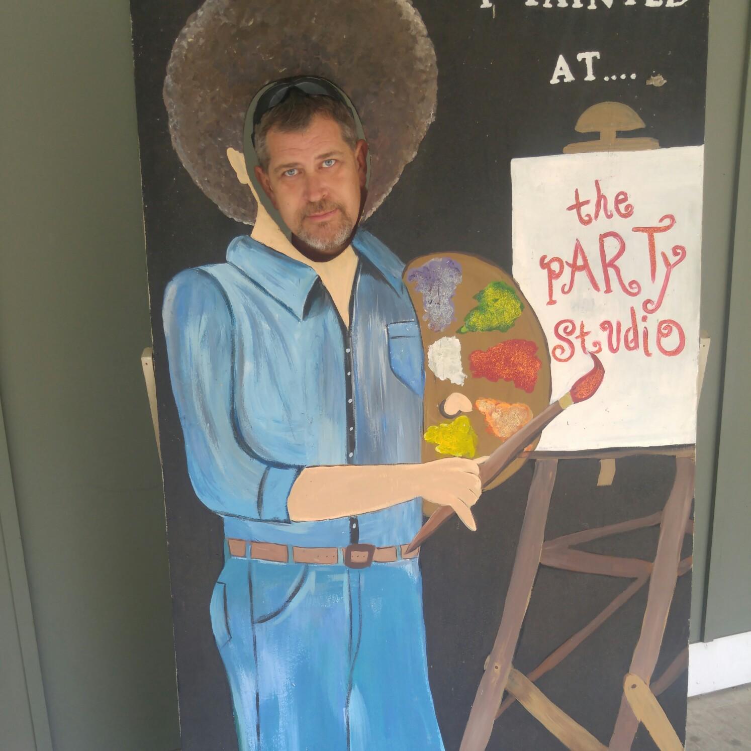 Eric is so enthused at the art alley...lol