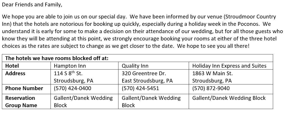 The Wedding Website of Michael Danek and Frannie Gallent