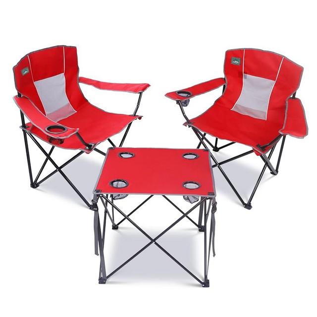 Northroad Camping Chairs Set of 3, Outdoor Collapsible Chairs & Table, Folding Lawn Mesh Chairs Portable Camp Table Outdoor Picnic Table and Chair Set for Hiking, Lawn, Travel