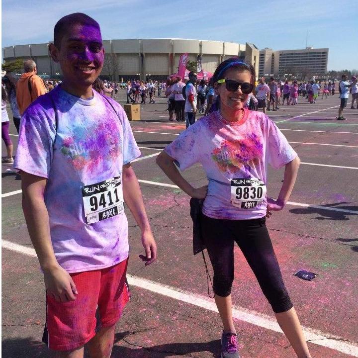 A successful Color Run with Cindy!