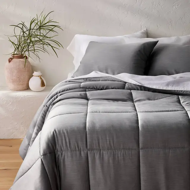 Full/Queen Rayon from Bamboo Comforter Set Dark Gray - Casaluna™