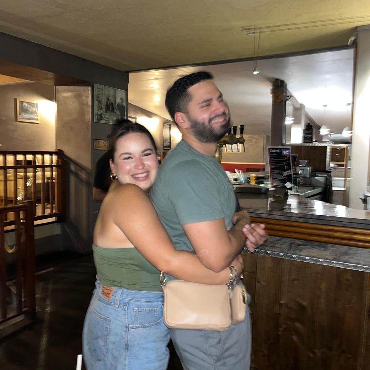 The trip we met on and our forever began! We were at a local bar in France.
