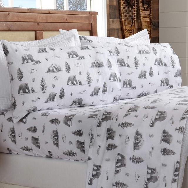 Great Bay Home 100% Turkish Cotton Full Lodge Holiday Flannel Sheet Set | Deep Pocket, Soft Sheets | Warm, Double Brushed Bed Sheets | Anti-Pill Flannel Sheets (Full, North Pole Polar Bears)