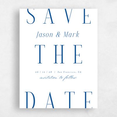 Cobalt, Blue Wedding Save the Date - Melina Portrait