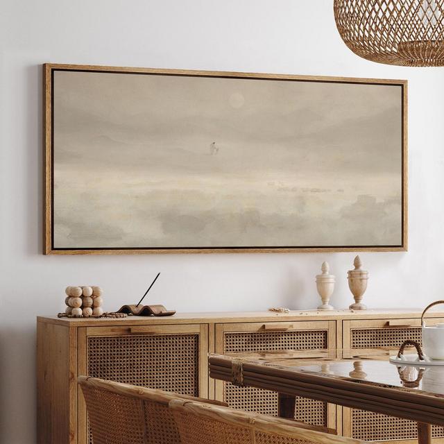 Jesus & Sheep Wall Art - Large Framed Minimalist Christian Canvas Prints, Pastoral Abstract Landscape in Soft Neutrals for Church Decor