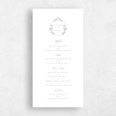 White Summer Wedding Menu - Valentina