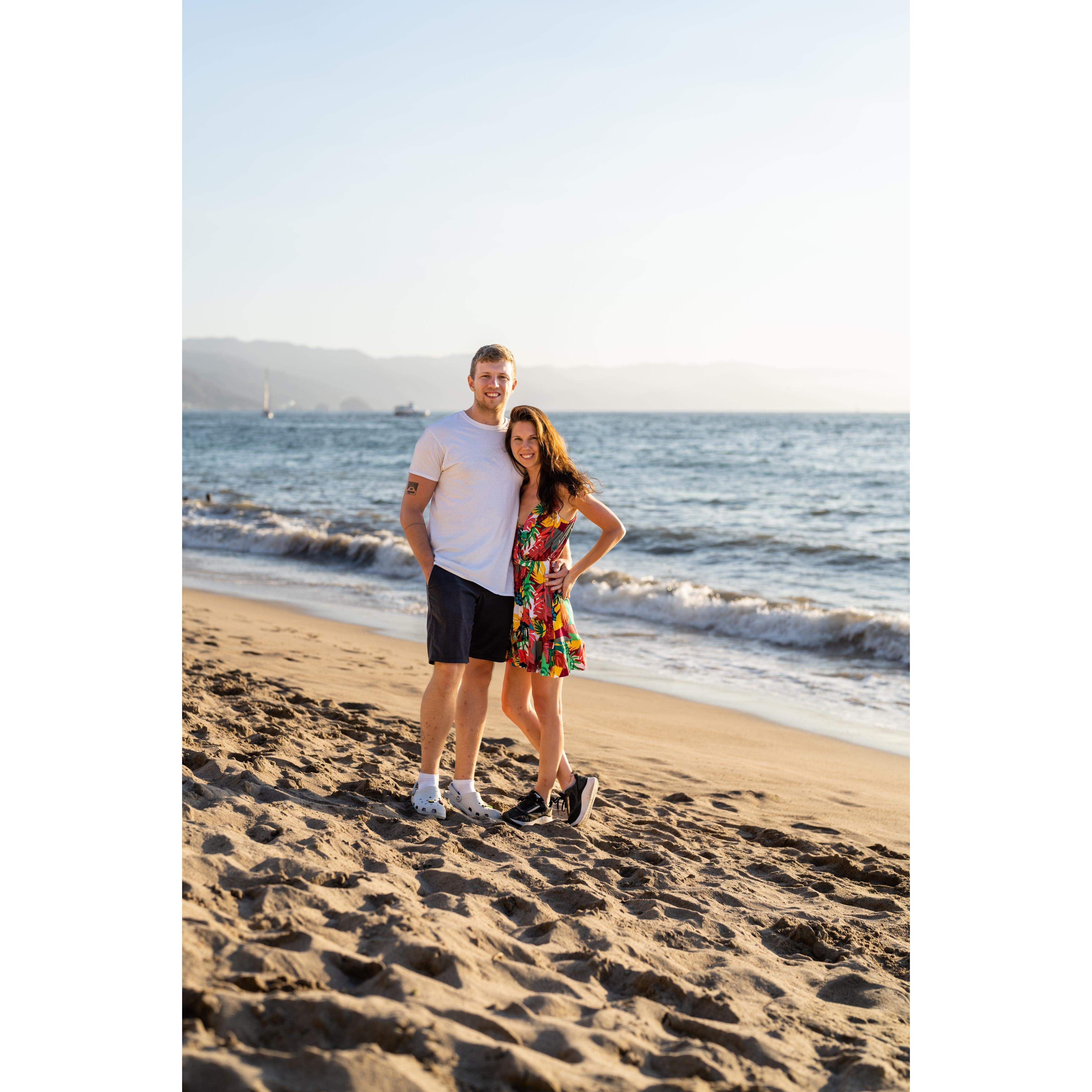 Sunset walk on the beach in Mexico 