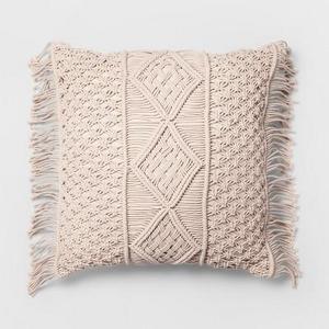 Square Pillow Macrame Cream Oversize - Opalhouse™