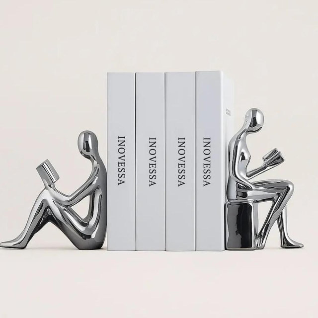 Read & Rest Bookend Sculpture Set - Silver