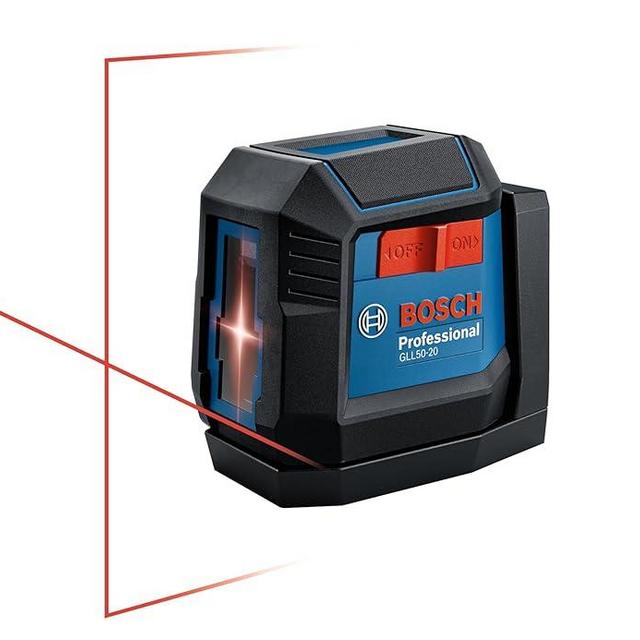 BOSCH GLL50-20 Cross Line Laser, Self Leveling, 50ft Range and Magnetic Laser Mount