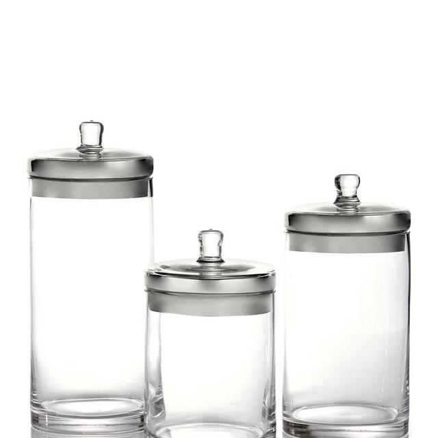 Jay ImportSilver Lid Glass Canisters - 3-Piece Set