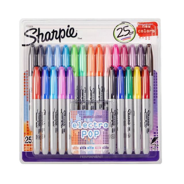 25pk Permanent Marker Fine Tip Multicolor - Sharpie