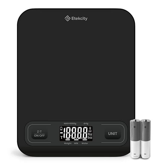 Etekcity Food Kitchen Scale, Digital Grams and Ounces for Weight Loss, Baking, Cooking, Keto and Meal Prep, LCD Display, Medium, Black