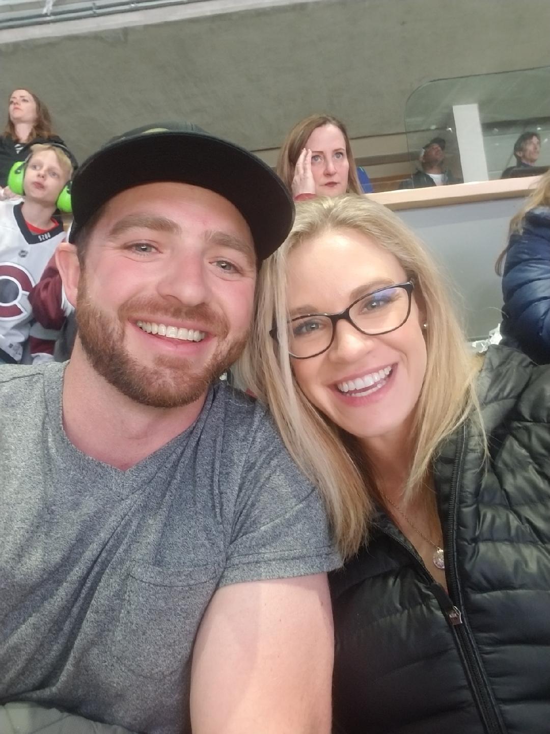 Kyle and Shacie's first picture together! This is at a Colorado Avalanche hockey game in March 2019.